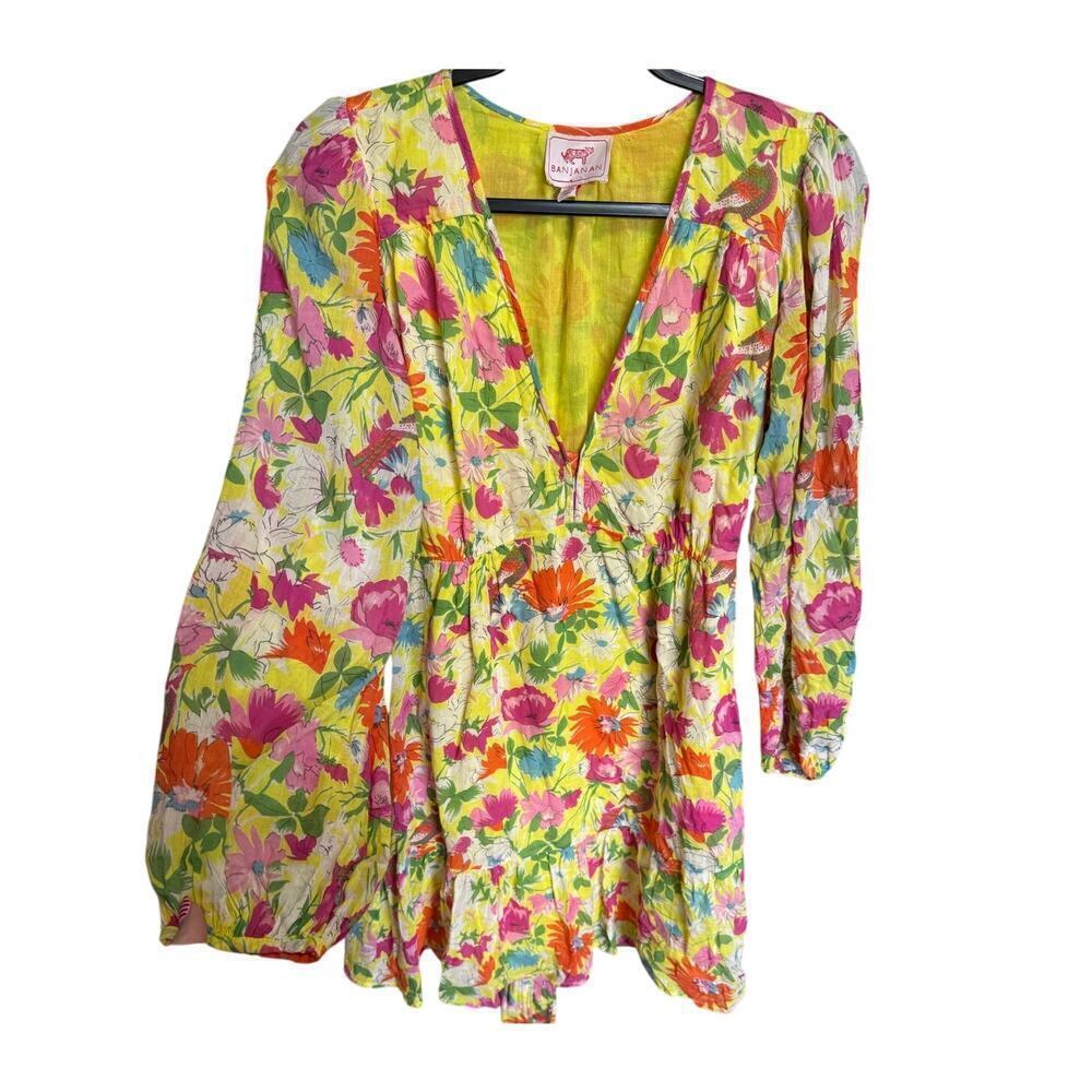 Banjanan Peony Dress Floral Fiesta Buttercup Cotton Self Belted Size Medium - Picture 4 of 12